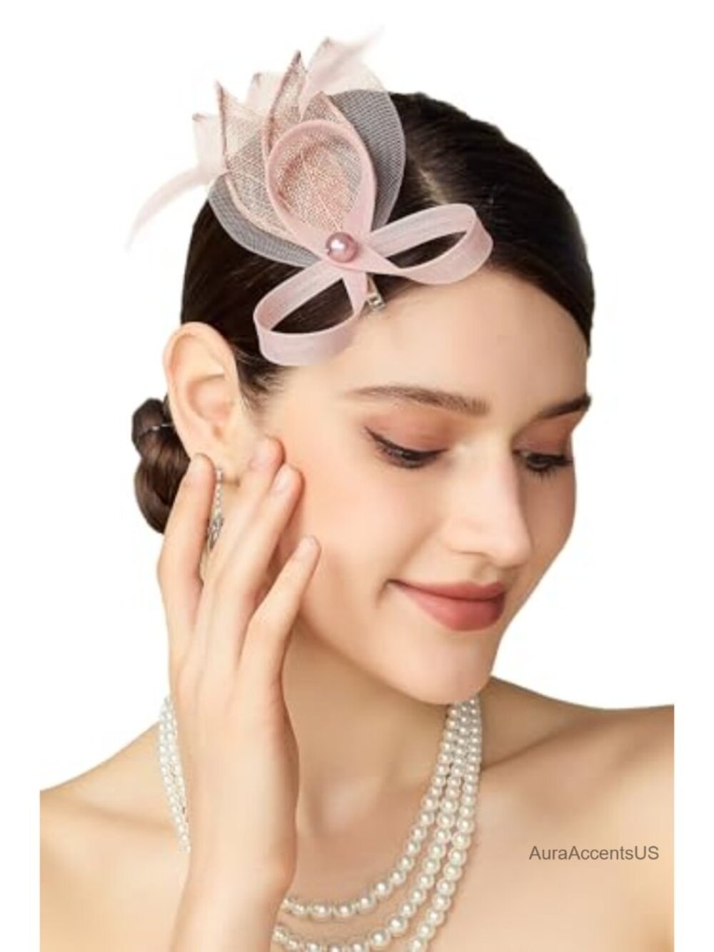 Mesh Feather Fascinator Hair Clip Headband Tea Party Hat